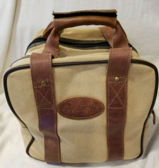 Vintage Bocce Ball Sportcraft Italy Carrying Case Bag Only Canvas With Leather