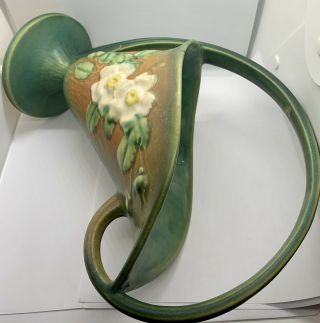 Vintage 1940 Roseville Pottery Handled Vase 12 " 364 - 12 White Rose