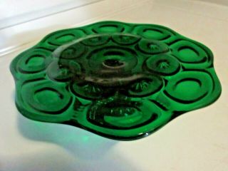 Vintage L.  E.  Smith Moon Star Low Pedestal 8 " Forest Green Serving Plate