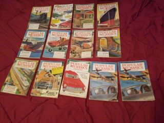 12 - 1955 Vintage Popular Mechanics Magazines Complete Year - Shape