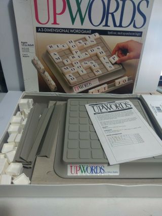 Vintage 1988 UPWORDS 3D Word Game by Milton Bradley Complete Game 3