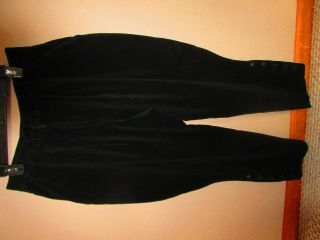Womens Vintage Black Velvet Gothec Type English Riding Breeches/pants/ L/xl