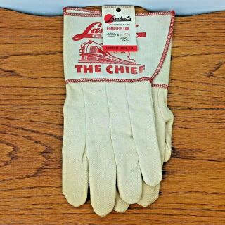 Vintage Lambert Chief Train Locomotive Canvas Work Gloves Made In Usa