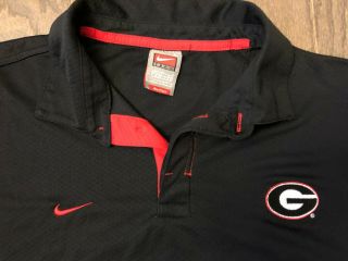 Nike Georgia Bulldogs Polo Shirt Mens L Vintage Nike Fit Black w/Red Trim 2
