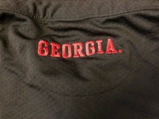 Nike Georgia Bulldogs Polo Shirt Mens L Vintage Nike Fit Black w/Red Trim 3