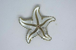 Vintage Ivar T.  Holth Sterling Silver Enameled Starfish Brooch/pin Norway