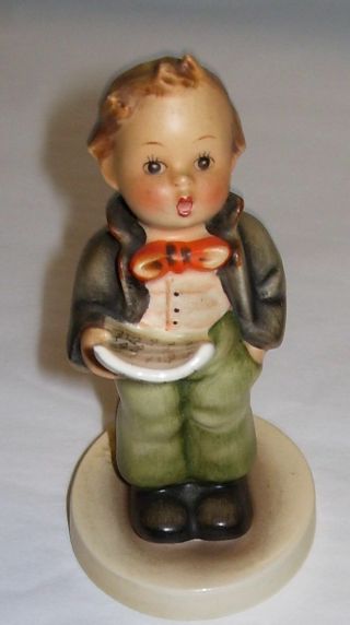 Vintage Goebel Hummel Figurine Soloist Boy Singing W Sheet Music 5 " Tall Germany