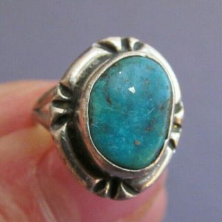 Vintage Old Pawn Sterling Inlay Kingman Turquoise Ring Size 6