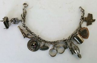 Vintage Sterling Silver Charm Bracelet Loaded With Charms.