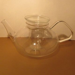 Jenaer Glas Glass Teapot With Lid And Infuser Schott Mainz Vintage Exc