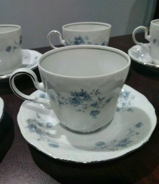 Set Of 6 Vintage Cups And Saucers By Johann Haviland Blue Garland Bavariagermany