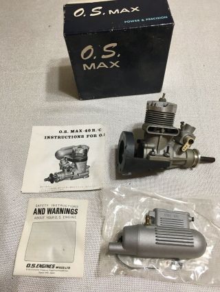 Vintage Os Max - H 40 Rc Model Airplane Engine W/ Os - 703 Muffler