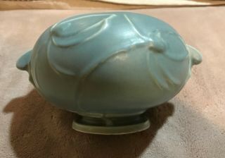 Vintage Roseville Pottery Teasel Vase Matte Blue 342 - 4 Circa 1938
