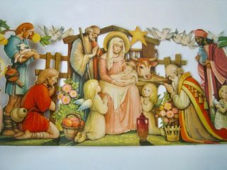 Vintage Artelius Swedish Christmas Nativity Scene Die Cut Fold Out Table Decor