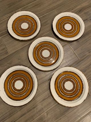 5 Vintage Earth Stonehenge Midwinter Dinner Plates England 10 1/4 In