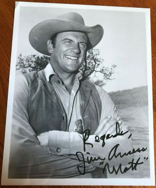 Vintage Hand Signed James " Jim " Arness Autographed On 8x10 Photo
