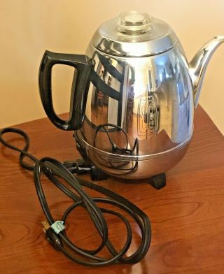 Vintage General Electric Chrome Coffee Pot Belly Percolator 9 Cup Great