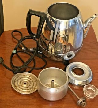 Vintage General Electric Chrome Coffee Pot Belly Percolator 9 Cup Great 2