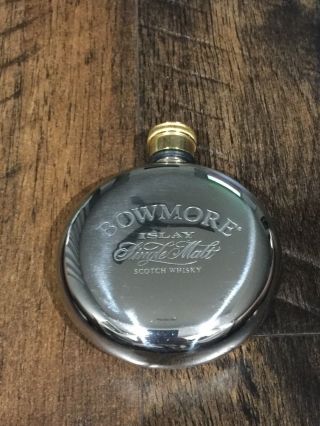 Vintage Bowmore Islay Single Malt Scotch Whiskey Stainless Steel Flask Rare