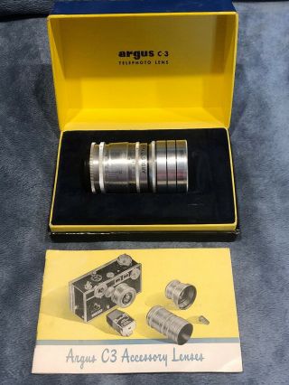 Argus Tele - Sandmar 100mm F:4.  5 Lens For The C3 Brick Camera W/case