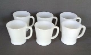 Vintage Fire King - Milk White Glass - D Handle Coffee Mugs /cups Set Of 6