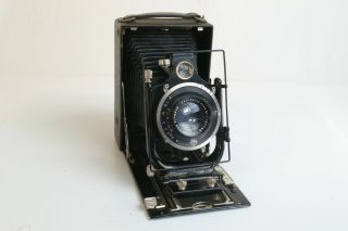 Folding Plate Camera W/ Carl Zeiss Jena Tessar 13.  5cm / 135mm F4.  5 Lens