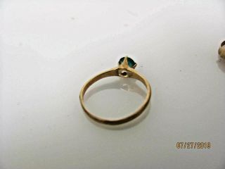 2 Vintage Child ' s Rings 10K Gold with Green Stone and Signet Ring 3