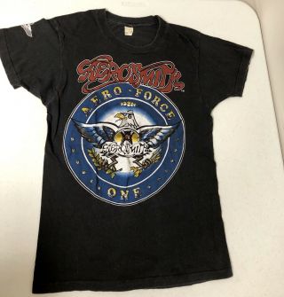 Vintage 1986 Aerosmith Aero Force One Concert T Shirt 1980s Rock Concert Shirt