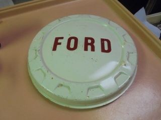 Vintage Red And White Ford Hubcap Wheel Cover Truck Bronco Dog Dish