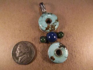 Neat Vintage Sterling Silver & Turquoise/lapis Pendant,  16.  6g