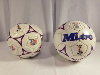 Two Vintage Mitre World Cup Usa 1994 Balls Official Licensed Product Size 5