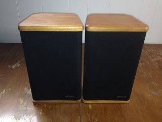 Two Pair Mini Advent Bookshelf Speakers - Hardwood End Caps -