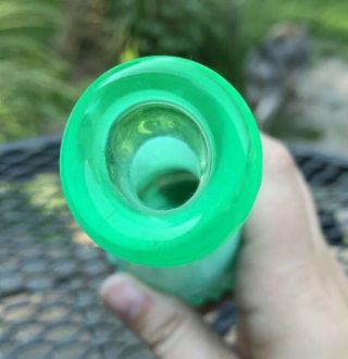 Green Vintage Fenton Vaseline Hobnail Opalescent Bud Vase - - Glows w/Blacklight 4