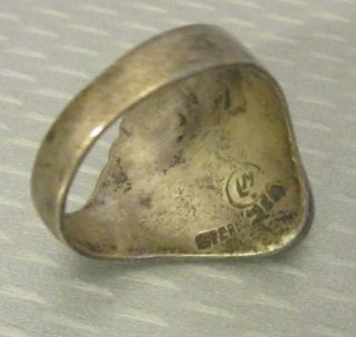 old vtg MEXICO 925 STERLING SILVER CARVED TIGER EYE MAN INDIAN CHIEF RING sz 11 3