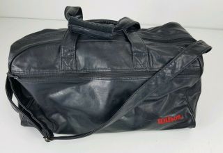 Vintage Wilson Black Leather Duffle Hand Bag Gym Bag Tennis