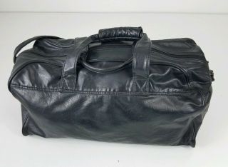 Vintage Wilson Black Leather Duffle Hand Bag Gym Bag Tennis 3
