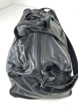 Vintage Wilson Black Leather Duffle Hand Bag Gym Bag Tennis 4