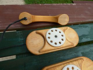 (2) Vintage Community Playthings Rifton NY Wooden Wood Toy phone telephone 5