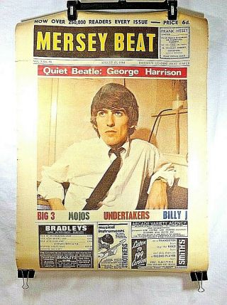 The Beatles 24x34 George Harrison Mersey Beat Poster 1977 Vintage Music Poster