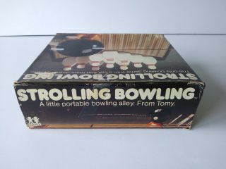 Vintage Tomy STROLLING BOWLING Portable,  Wind - Up Bowling Game Toy COMPLETE/WORKS 4