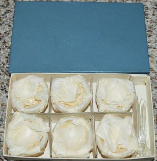 Vintage Cut Glass Open Salt Dip Cellars W/ Spoons Boxed Japan