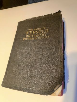 Vintage 1940 The Modern Webster Dictionary With Atlas Of The World