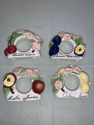Villeroy & Boch French Garden Fleurence Set Of 4 Napkin Rings Vintage Stock
