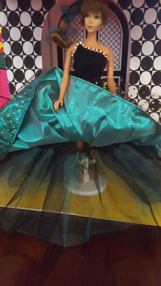 VTG Style Barbie Clone VELVET & TULLE Dress BALL GOWN w/ RHINESTONES & CRINOLINE 7
