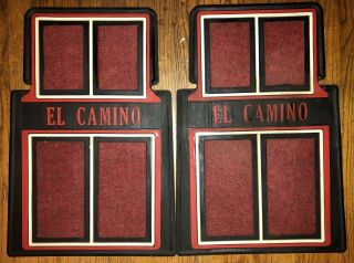 Vintage Pair El Camino Floor Mats,  Rubber And Carpet,  Red & Black