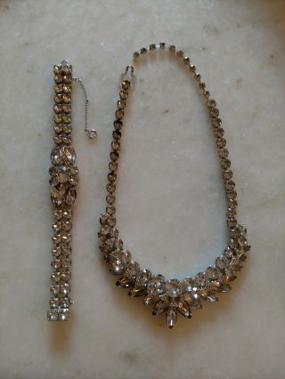 Look Vintage Eisenberg Necklace And Bracelet Rhinestone Set