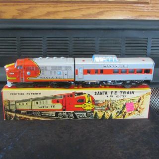 Vintage Santa Fe Train Tin Friction Toy