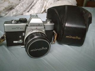 Vintage Minolta Srt 101 35mm Camera & Minolta Rokkor - Rf 1:1.  4 F=58mm Lens
