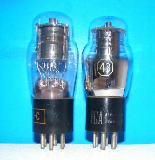 No 43 Type Rca Cc Vintage Radio Amplifier Vacuum 2 Tubes Valves St Shape 243 43
