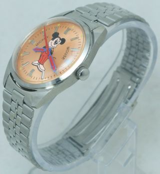 Vintage FHF ST - 96 17 Jewels Micky Mouse Orange Dial Hand Winding Watch 3